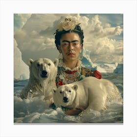 Frida Kahlo and the Melting Arctic. Animal Conservation Series. Canvas Print