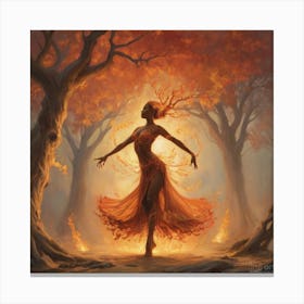 Fire Tree Dance Art Print 1 Canvas Print