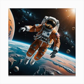 Astronaut Floats In Space Canvas Print