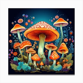 Mushrooms In The Forest 77 Canvas Print