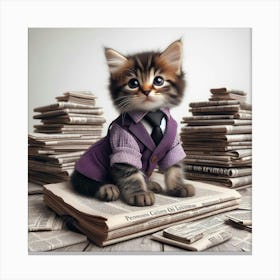 Kitten In Business Suit Canvas Print