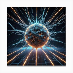 3d Rendering Of A Sphere Of Electricity 1 Canvas Print