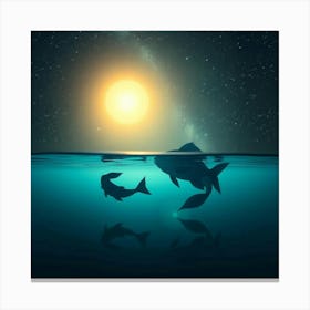 Two Fish Swimming In The Water 3 Canvas Print