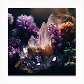 Flowers And Crystals 6 Canvas Print