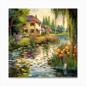 Sunlit Brush Rhapsody: Riverside Mosaic Canvas Print