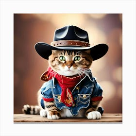 Cute Cowboy Cat Canvas Print