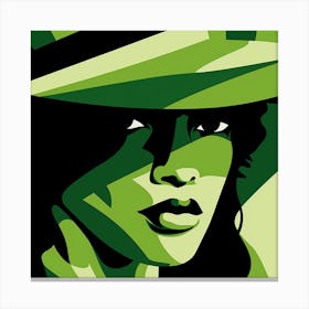 Woman In A Green Hat 1 Canvas Print