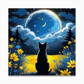 van goth Cat In The Moonlight Canvas Print