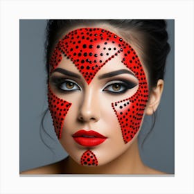 Sexy Woman With Red Makeup Canvas Print