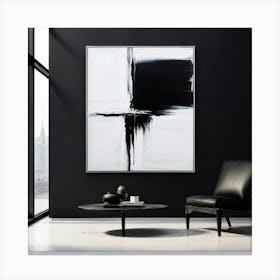 Monochrome Abstract Painting Capturing The Essence Of Super Black And Hyper White Featuring A High Canvas Print