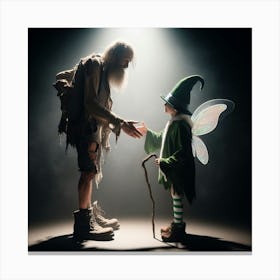 Elf and old man Canvas Print