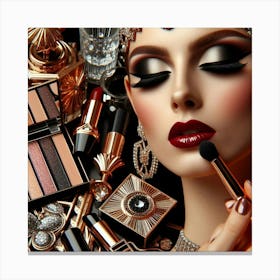 Glamorous Woman With Makeup Canvas Print