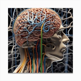 Human Brain With Nerves Canvas Print