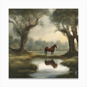 Horse By The Pond Canvas Print