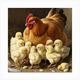 Chickens And Chicks 1 Canvas Print