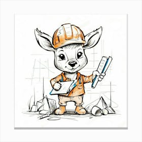 Kangaroo Construction Worker Canvas Print