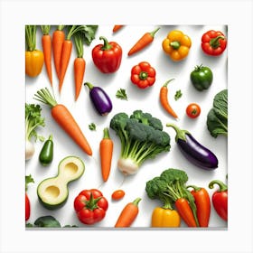 Colorful Vegetables On White Background 1 Canvas Print