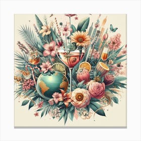 Flowers And Drinks Canvas Print