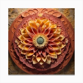 Dahlia, The Lotus Opens Between  Dimensions,overlapping background that enhances the 3D effect. Canvas Print