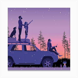 Summer Family Trip Square Canvas Print