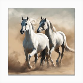 Horses Running In The Dust Canvas Print