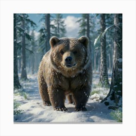 Bear In The Snow Canvas Print