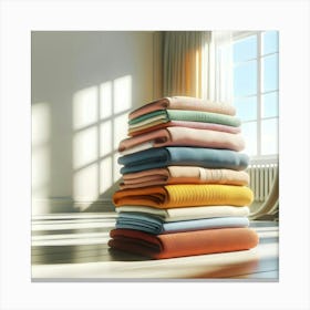 Stack Of Colorful Blankets Canvas Print