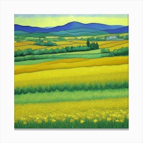 A Rustic Paradise Farmhouse and Pasture Bliss Canola Field Canvas Print