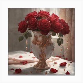 Roses In A Vase Canvas Print