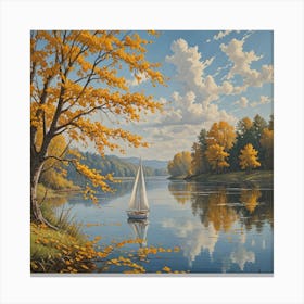 Sailboat On The River Canvas Print