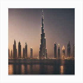 Dubai Skyline At Dusk Canvas Print