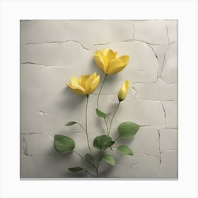 Yellow Roses On A Wall Canvas Print