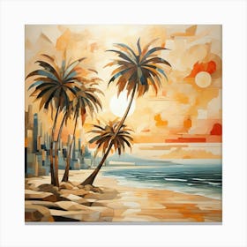 Palm Trees At Sunset Canvas Print