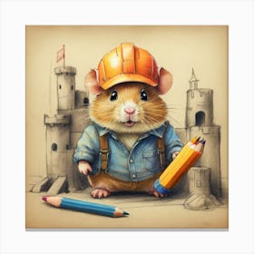 Hamster In A Hard Hat Canvas Print