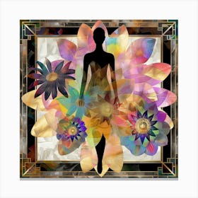 Abstract Woman With Flowers Canvas Print