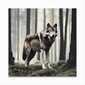 Wolf In The Forest 14 Canvas Print