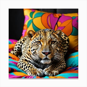 Leopard On Bed 1 Canvas Print