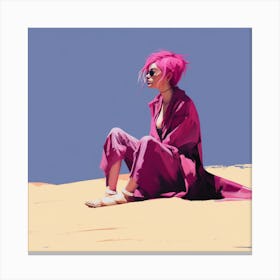 Pink Girl In The Desert 1 Canvas Print