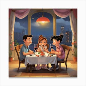 Friends For Dinner Cartoon Art Print 0 Canvas Print