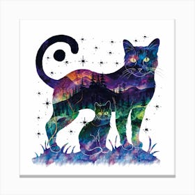 Cat And Moon 1 Canvas Print
