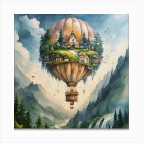 watercolor of a off white hot air balloon 4 Canvas Print