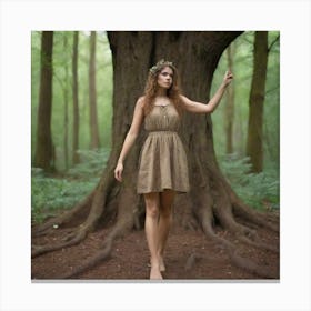 Girl In A Forest Canvas Print