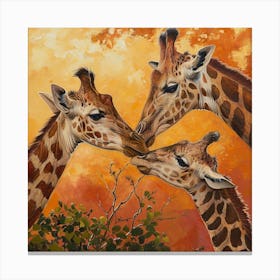 Giraffe Family Oil Painting Inspired 1 Canvas Print