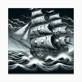 Line Art ghost ship Canvas Print