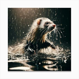 Ferret In The Rain 4 Canvas Print