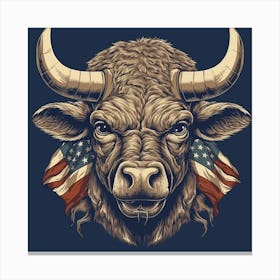 Buffalo Head American Flag Canvas Print