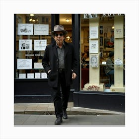 Default American Singer Bob Dylan Pictured Walking Past A Shop 3 Canvas Print