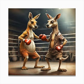 Boxing Kangaroos Canvas Print