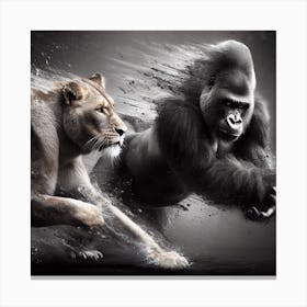 Lion And Gorilla Canvas Print