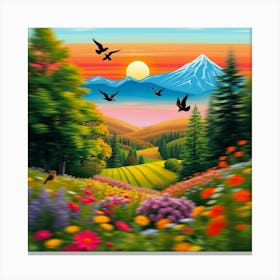 Sunset In The Meadow 2 Canvas Print